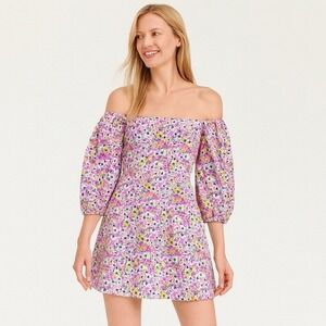 H&M Sz S Boho Floral Cottagecore Garden Off the‎ Shoulder Summer Mini Feminine